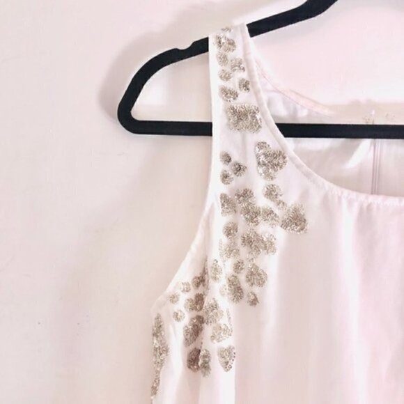 Forever 21 Tank Top S NWOT Sequin Embellished Scoop Neck White Cocktail Classy - Picture 1 of 10